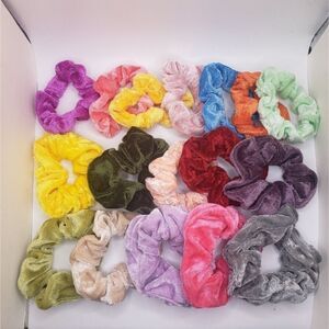 Velvet scrunchie bundle multicolor big and small scrunchies